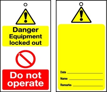RLOT1 Disposable Lockout Tags - Yellow Caution Blank Reverse