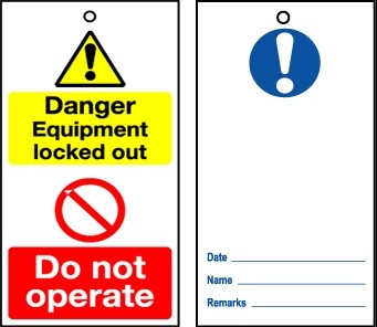 RLOT3 Disposable Lockout Tags - Reverse Blue WARNING Symbol