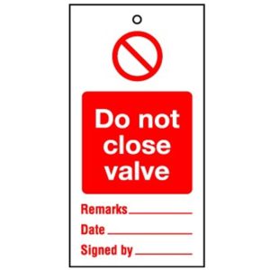 RWT28 Reusable Lockout Tags Do Not Close Valve